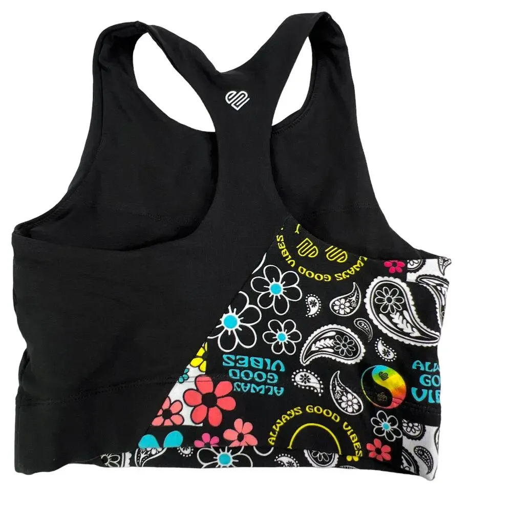 Justice Oh So Soft Girls Racerback Youth Sports Bra Black Yellow Sz 32 Seamless